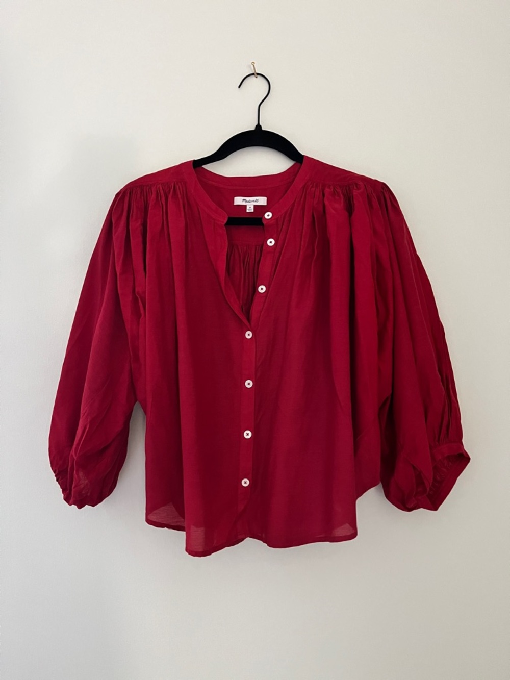 Madewell Red Billowy Peasant Blouse